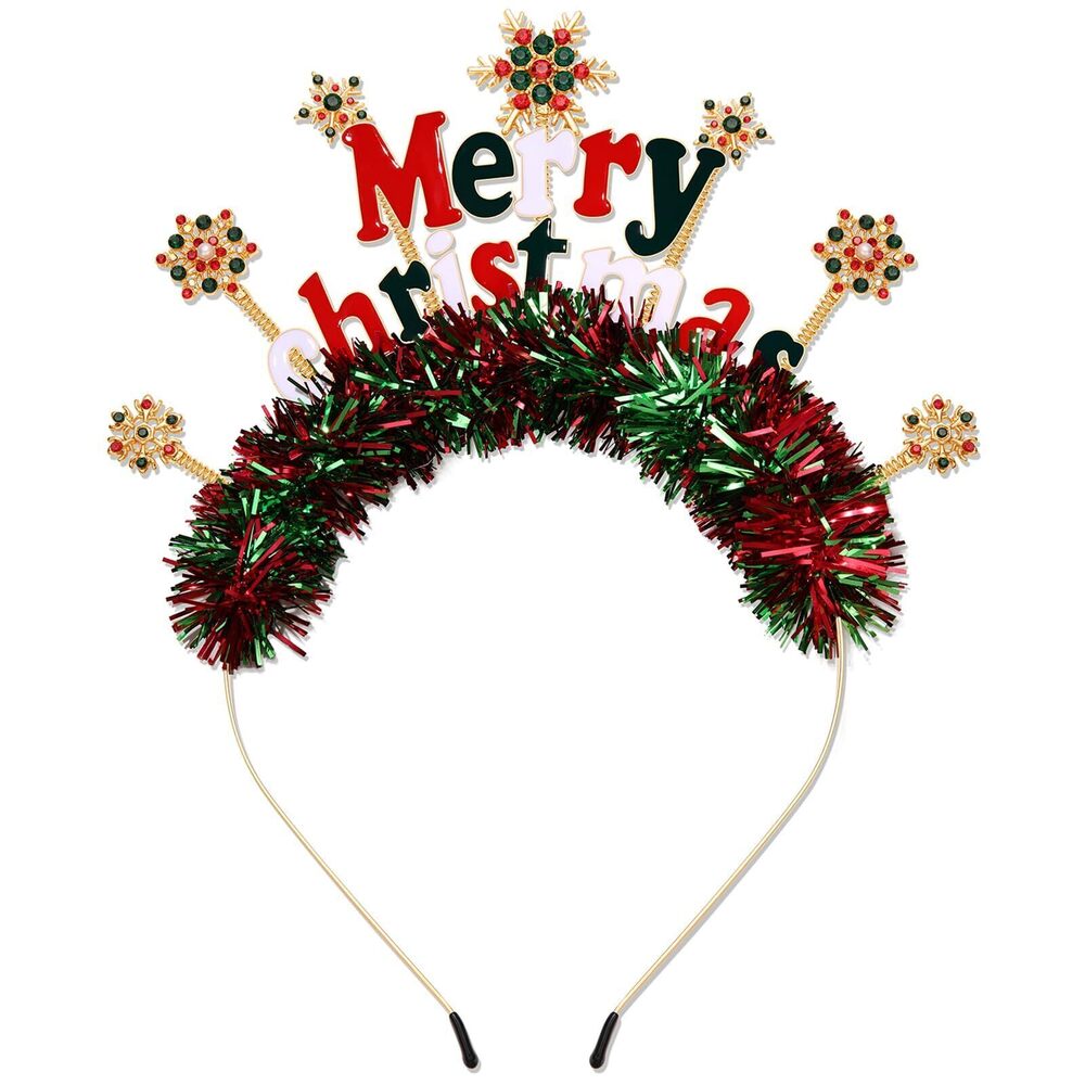 3490 Christmas Headband Holiday Headbands Red Green Xmas Tree Snowflake
